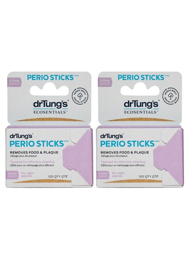 drTung's Doublesided Perio Sticks Dental Sticks For Humans Dental Floss Picks Plaque Remover For Teeth Dental Toothpicks Dental Picks For Teeth Cleaning Xthin 100 Count (Pack Of 2) 