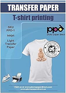PPD Inkjet Premium Iron-On Light T Shirt Transfers Paper LTR 8.5x11Ã¢â‚¬Â Pack of 40 Sheets (PPD001-40) - Image 1