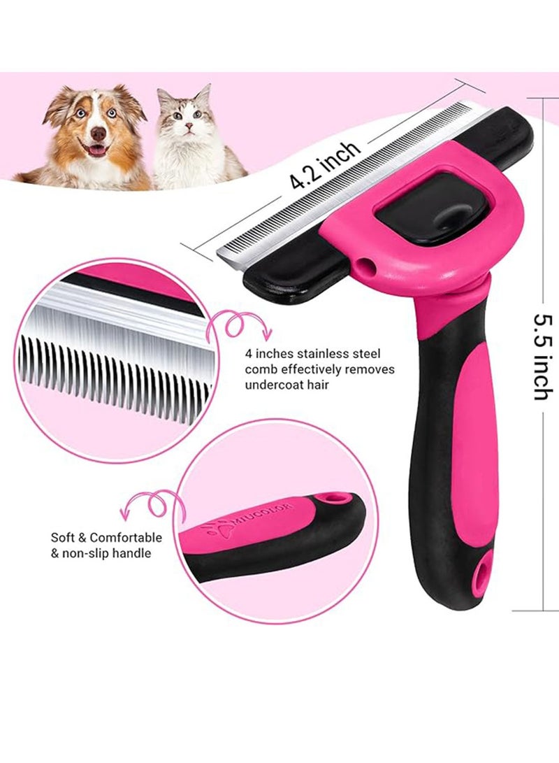 Pet Comb，Grooming & Deshedding Tool for Cats & Dogs,Reduces Shedding, Dead Hair, Tangles ,Detachable Stainless Steel Comb for Easy Cleaning ,Soft Anti-Slip Handle,Pink. - Image 2