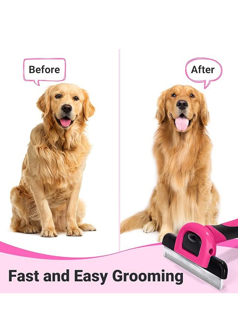 Pet Comb，Grooming & Deshedding Tool for Cats & Dogs,Reduces Shedding, Dead Hair, Tangles ,Detachable Stainless Steel Comb for Easy Cleaning ,Soft Anti-Slip Handle,Pink. - Image 4