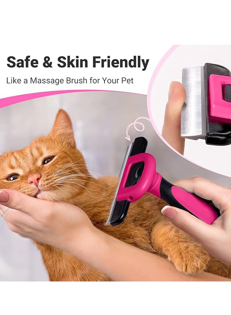 Pet Comb，Grooming & Deshedding Tool for Cats & Dogs,Reduces Shedding, Dead Hair, Tangles ,Detachable Stainless Steel Comb for Easy Cleaning ,Soft Anti-Slip Handle,Pink. - Image 5