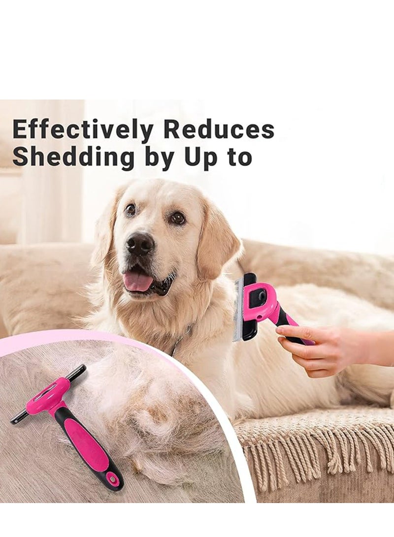 Pet Comb，Grooming & Deshedding Tool for Cats & Dogs,Reduces Shedding, Dead Hair, Tangles ,Detachable Stainless Steel Comb for Easy Cleaning ,Soft Anti-Slip Handle,Pink. - Image 3
