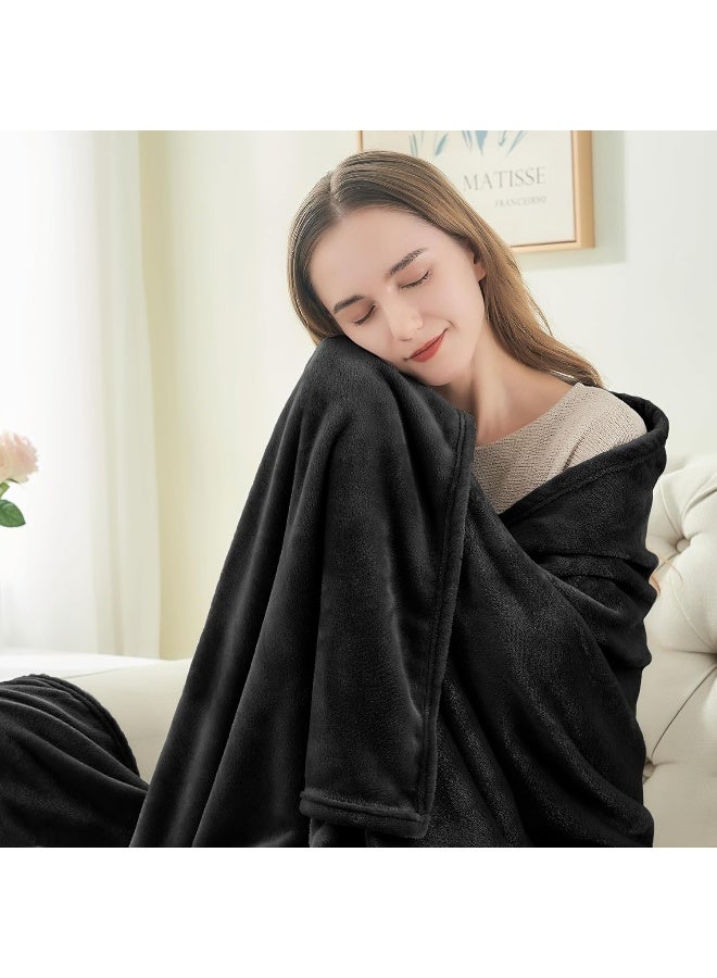 BEDELITE Fleece Blanket Black Throw Blankets for Couch & Bed, Plush Cozy Fuzzy Blanket 50" x 60", Super Soft & Warm Blankets for Fall and Winter - Image 2