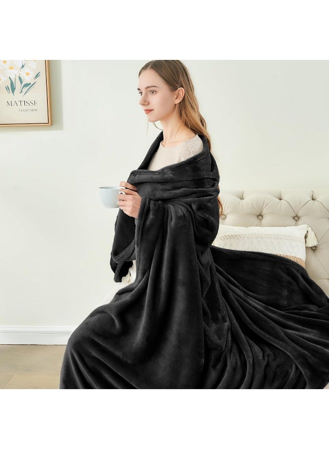 BEDELITE Fleece Blanket Black Throw Blankets for Couch & Bed, Plush Cozy Fuzzy Blanket 50" x 60", Super Soft & Warm Blankets for Fall and Winter - Image 4