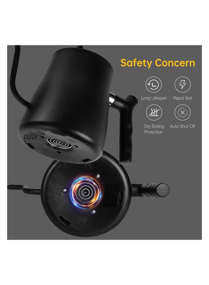 كافيه غلاية V60، غلاية كهربائية دقيقة برقبة موزة مع درجة حرارة قابلة للضبط - سعة 1 لتر - Image 4