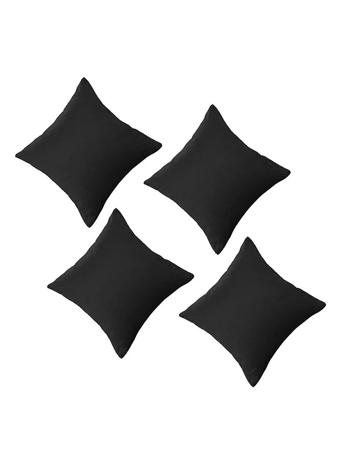 HOMESTAR Set of 4 Pieces Square Velvet Decorative Cushion Cover 45*45CM Black - Image 3
