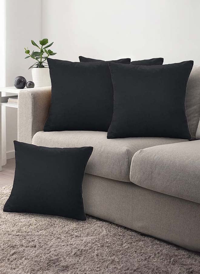 HOMESTAR Set of 4 Pieces Square Velvet Decorative Cushion Cover 45*45CM Black - Image 2