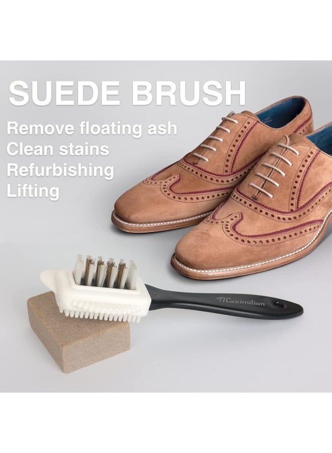 Maximilian 4 in 1 Leather Brush Cleaner with Rubber Eraser Multi Function Suede Shoe Boot Cleaning Brush Kit for Leather Shoes Boots Sneakers Bags and Car Seats - Image 2