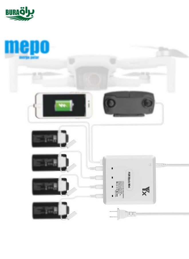 For DJI Mavic Mini Charger Battery USB 6 in 1 Hub Intelligent Battery Controller Charger, Plug Type:US Plug