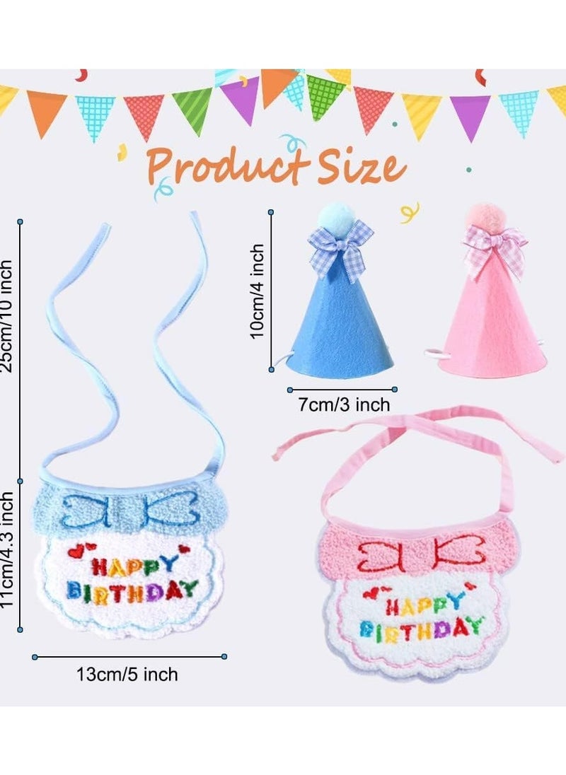 CMGTYYD Dog Cat Birthday Hat Scarf Set,Cute Pet Birthday Party Supplies Decoration Set,Embroidered Birthday Gift for Girls Boys Kitten Dog (blue)  - Image 2