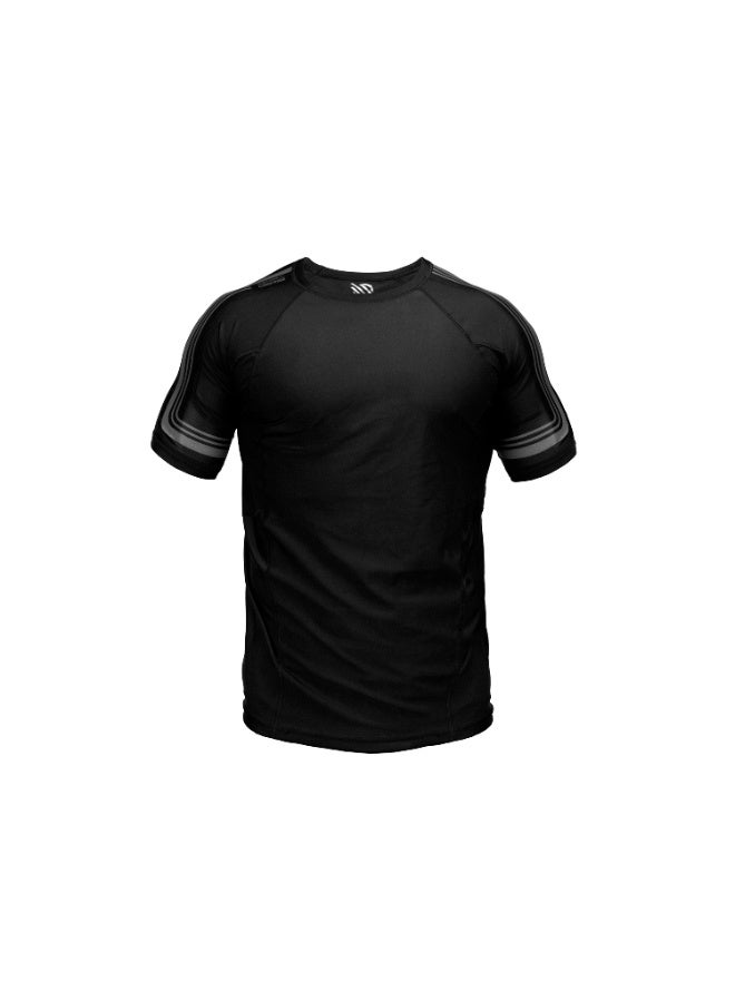 Sanabul Core Short Sleeve Rash Guard â€“ Quick Dry Compression Shirt for Men, Black/Gun Metal - Image 1