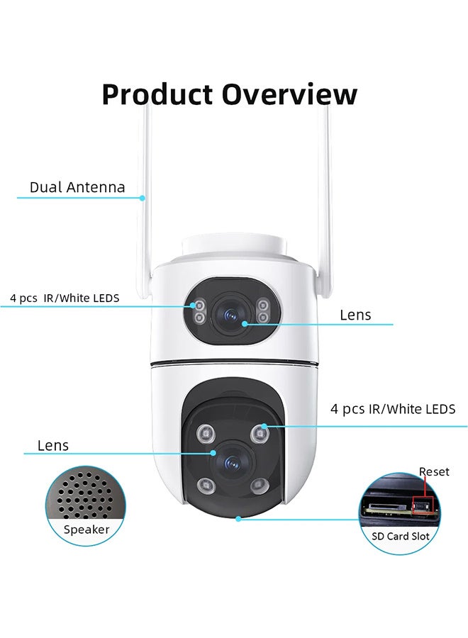 ديفانغ كاميرا مراقبة خارجية لاسلكية CCTV بدقة 10 ميجابكسل و6K PTZ مع عدسات مزدوجة وشاشات مزدوجة، وبطاقة 128 جيجابايت، وكاميرا مراقبة خارجية لاسلكية CCTV IP ICSEE AP - Image 2