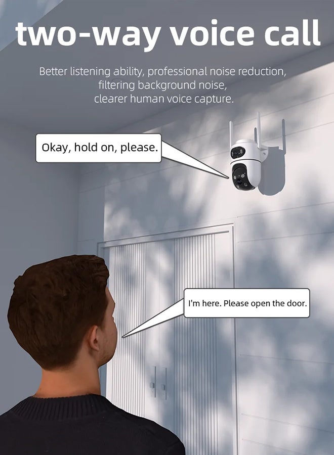 ديفانغ كاميرا مراقبة خارجية لاسلكية CCTV بدقة 10 ميجابكسل و6K PTZ مع عدسات مزدوجة وشاشات مزدوجة، وبطاقة 128 جيجابايت، وكاميرا مراقبة خارجية لاسلكية CCTV IP ICSEE AP - Image 3