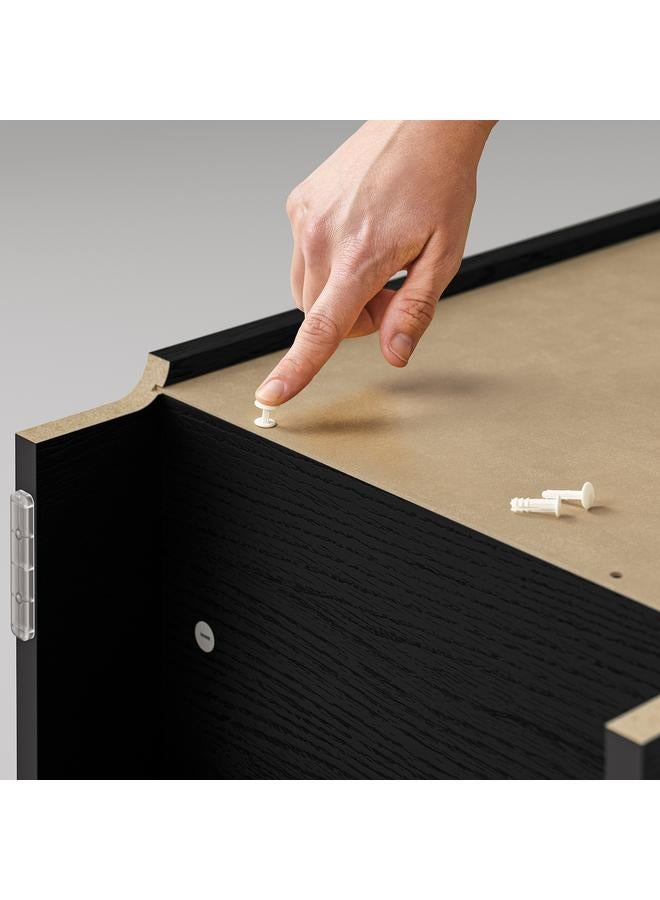 Zaboon Bookcase With Door, Black Oak Effect, 40X30X106 Cm - Image 5