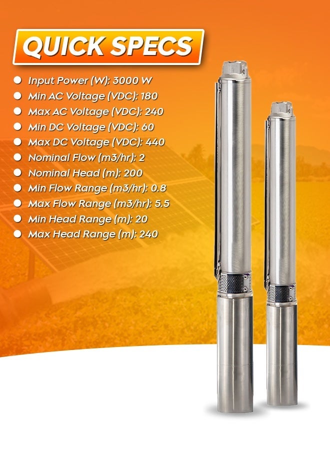 Maxima Solar Water Pump SPN2-17P-B-3K-DC High Efficiency 3kW DC Solar Pump for Borewell & Irrigation Use - Image 2