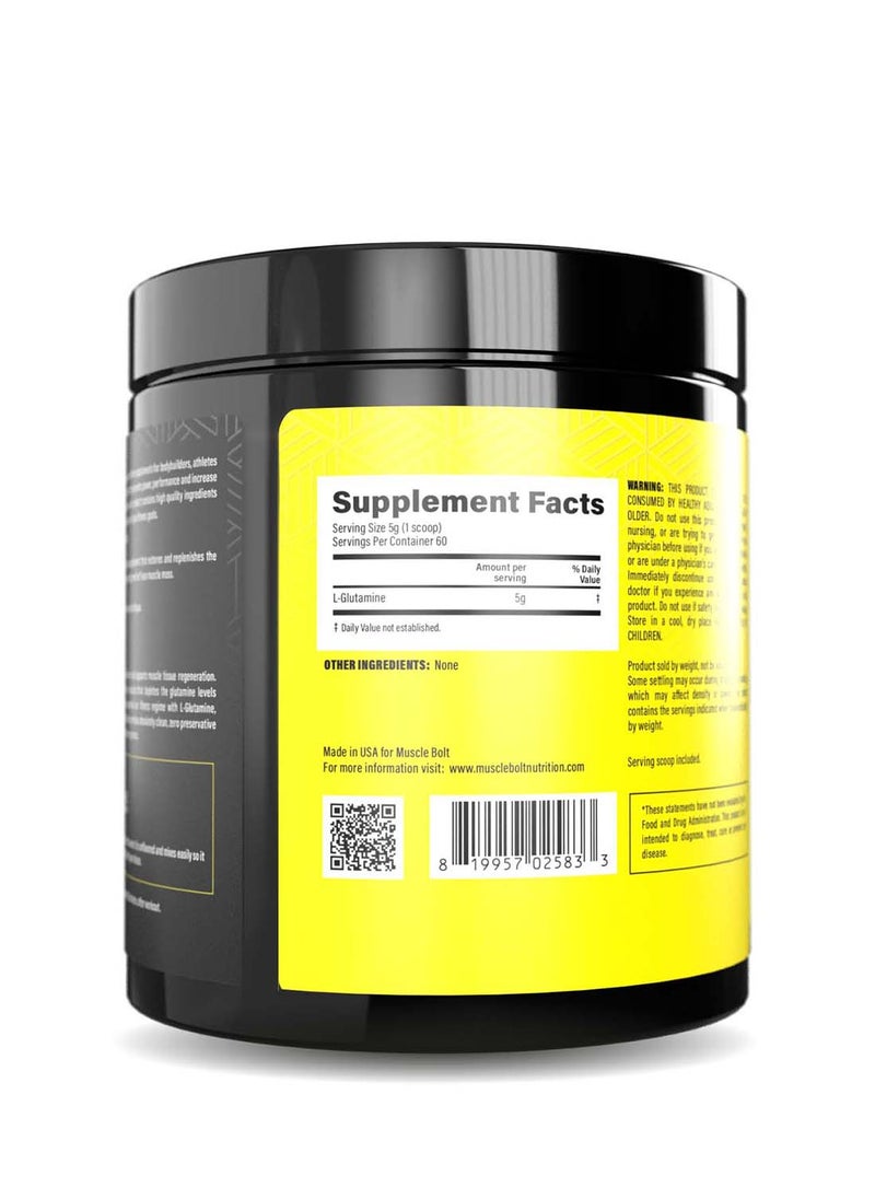 Muscle Bolt - Pure Glutamine Powder Supplement For Muscle Recovery, Unflavored 300g - Image 1
