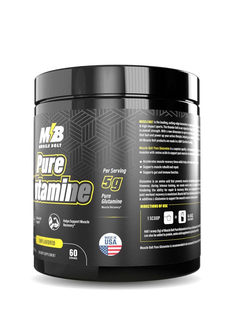 Muscle Bolt - Pure Glutamine Powder Supplement For Muscle Recovery, Unflavored 300g - Image 1
