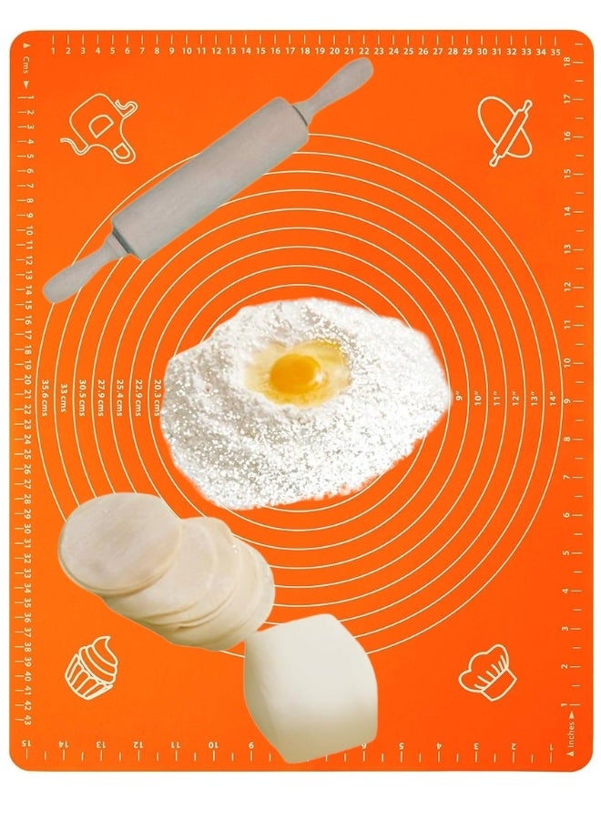 هابي هوم حصيرة عجن سيليكون كبيرة غير لاصقة 50×40 سم – حصيرة خبز آمنة للطعام قابلة لإعادة الاستخدام، مقاومة للحرارة، لعمل العجين والفطائر والبيتزا، بسطح مانع للانزلاق وقياسات دقيقة (برتقالي) - Image 1