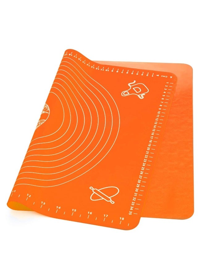 هابي هوم حصيرة عجن سيليكون كبيرة غير لاصقة 50×40 سم – حصيرة خبز آمنة للطعام قابلة لإعادة الاستخدام، مقاومة للحرارة، لعمل العجين والفطائر والبيتزا، بسطح مانع للانزلاق وقياسات دقيقة (برتقالي) - Image 4