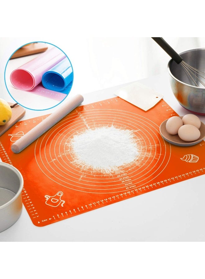 هابي هوم حصيرة عجن سيليكون كبيرة غير لاصقة 50×40 سم – حصيرة خبز آمنة للطعام قابلة لإعادة الاستخدام، مقاومة للحرارة، لعمل العجين والفطائر والبيتزا، بسطح مانع للانزلاق وقياسات دقيقة (برتقالي) - Image 5