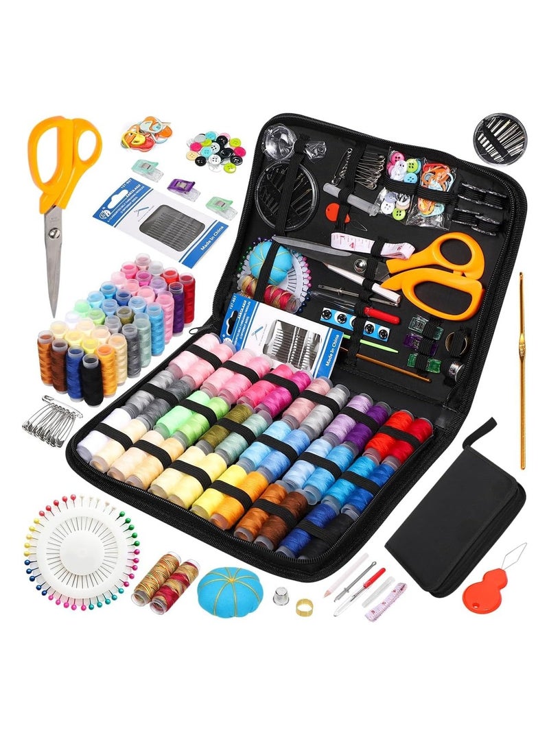 SYOSI Sewing Kit with Case, Sewing Supplies for Home Travel and Emergency, Kids Machine, Contains Spools of Thread, Mending and Sewing Needles, Scissors, Thimble, Tape Measure  - Image 1