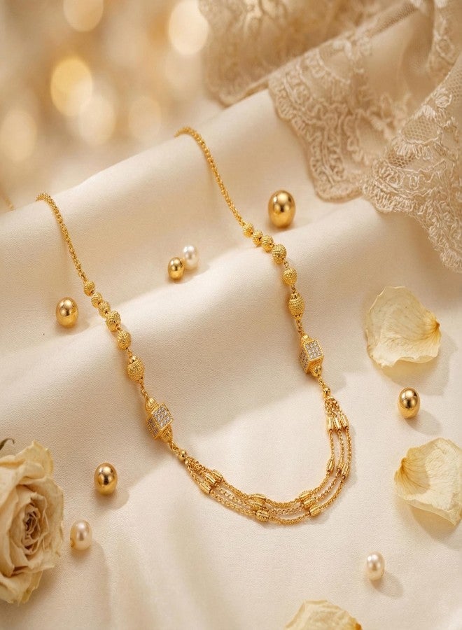 Cart Log قلادة دوكيا مطلية بالذهب على شكل جذع شجرة | سلسلة أنيقة للنساء | قلادة عرقية للنساء | مجوهرات تقليدية | تصميم سلسلة تقليدي أنيق - Image 3