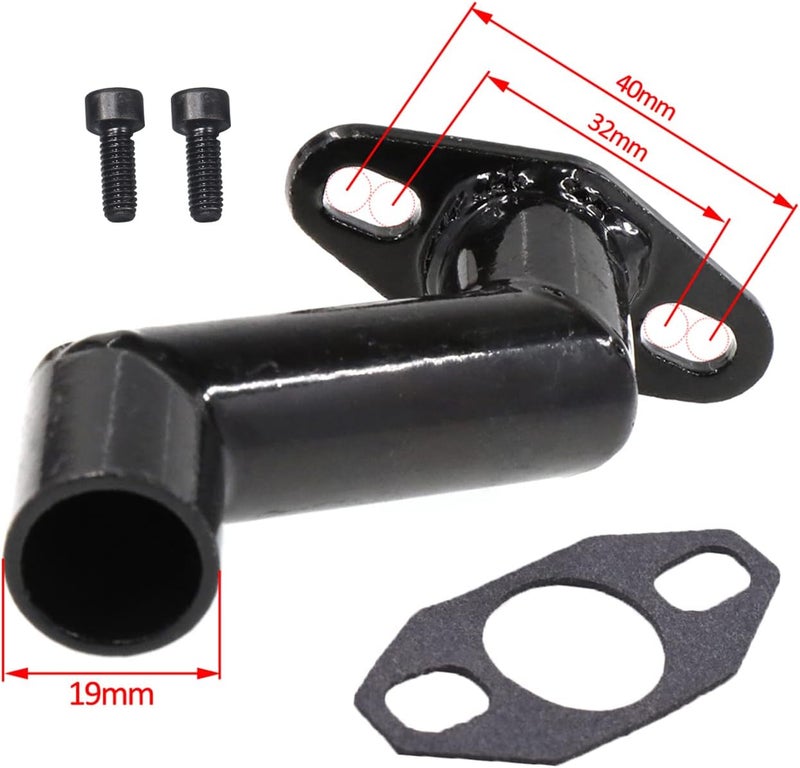 JRL 32mm-40mm Black Offset Intake Manifold and Gasket for 49cc 66cc 80cc Motorized Bike Motorised Bicycle (Black) - Image 2