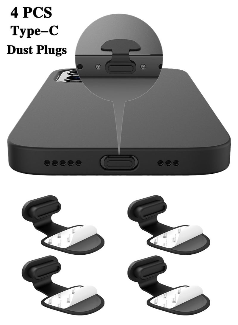 OMEVE 4 Packs Type-C Dust Plugs, Black Silicone USB C Port Protectors for Laptops, Smartphones. - Image 1