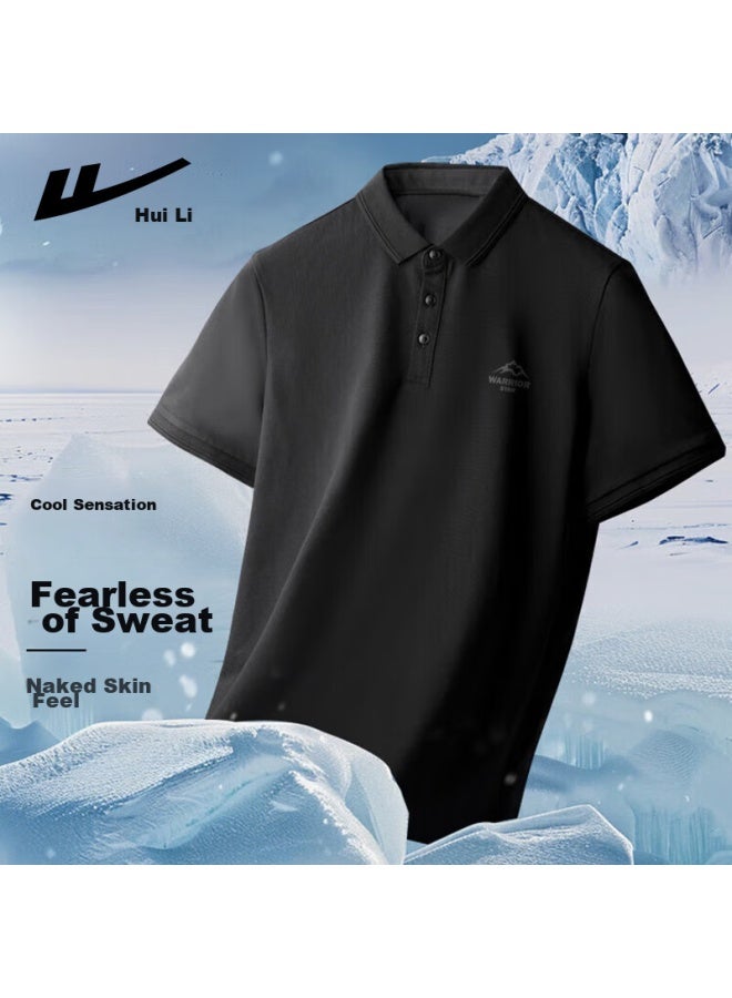 Pull Back Warrior Short-sleeve T-shirt For Men, Summer Breathable Polo Collar Shirt, Quick-dry Ice Silk Sports Casual Top, Gray, 2XL - Image 1