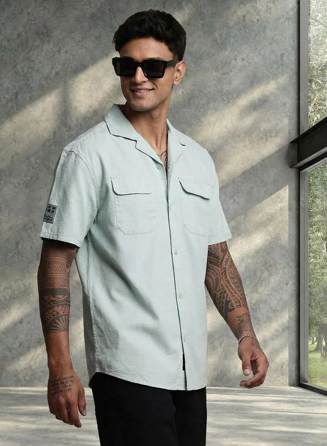 رودستر Men Relaxed Fit Textured Cotton Casual Shirt