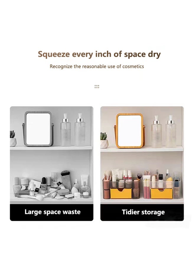 اليسا مجموعة من 2 أدراج تخزين سطح المكتب ومنظمات المكياج وصناديق تخزين مستحضرات التجميل مع أدراج وحامل أقلام ومنظمات مكتبية وأغراض بلاستيكية متنوعة لتخزين لوازم المكتب وخزانة الحمام (أسود) - Image 2