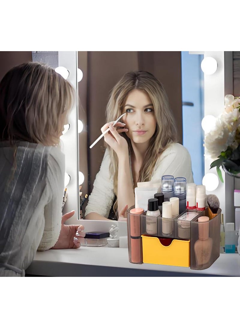 اليسا مجموعة من 2 أدراج تخزين سطح المكتب ومنظمات المكياج وصناديق تخزين مستحضرات التجميل مع أدراج وحامل أقلام ومنظمات مكتبية وأغراض بلاستيكية متنوعة لتخزين لوازم المكتب وخزانة الحمام (أسود) - Image 4