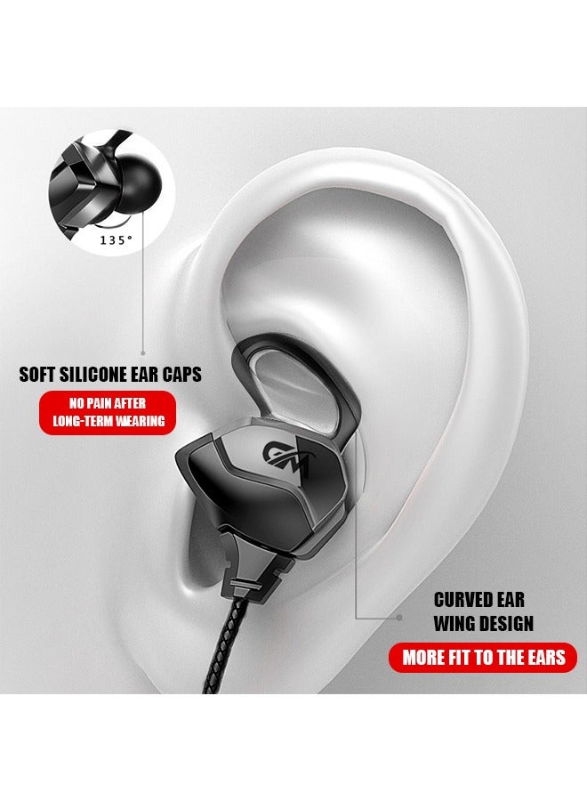 GM Wired Headphones with Mic, In-Ear Headphones, 3.5mm Jack Noise Reduction Premium Stereo Sound Wired Earbuds (Black) - Image 2