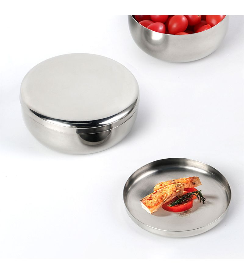 طقم وعاء أرز كوري مكون من قطعتين من الفولاذ المقاوم للصدأ مع غطاء حساء سهل التنظيف - Image 4