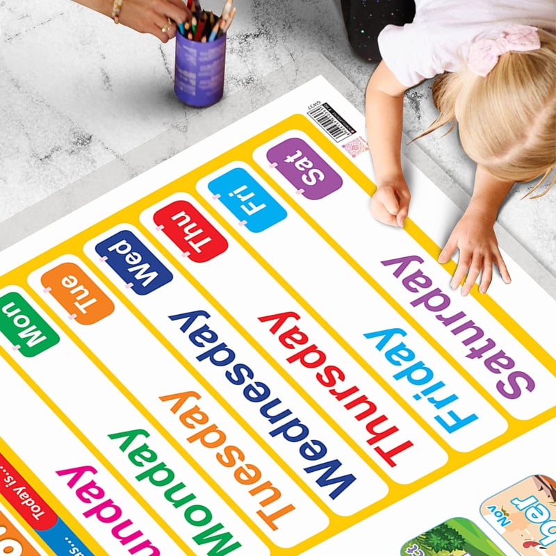 GoWoo Set of 2 Solar System and MONTHS OF THE YEAR AND DAYS OF THE WEEK Early Learning Educational Charts for Kids | 20"X30" inch |Non-Tearable and Waterproof | Double Sided Laminated | Perfect for Homeschooling, Kindergarten and Nursery Students - Image 5