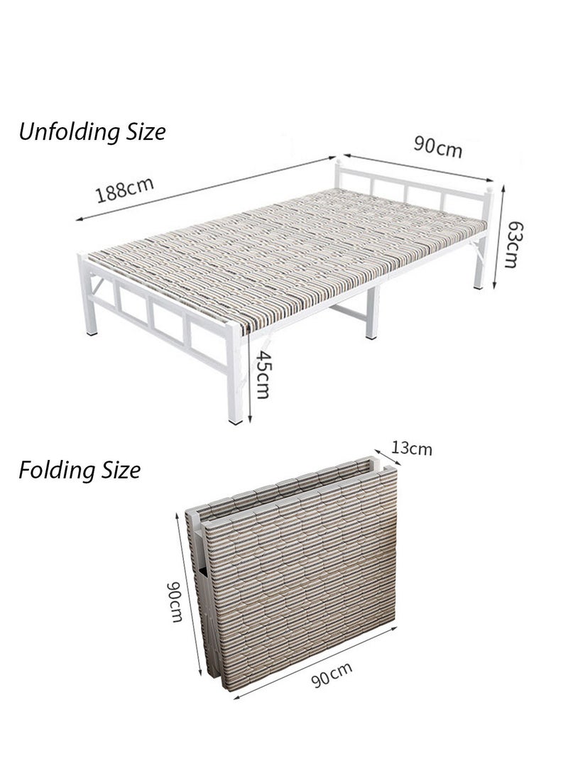 Folding Bed with Mattress Portable Foldable Bed for Spare Bedroom Office Outdoor No Assembly Required Bed 188 * 90 * 45cm White Metal - pzsku/Z781FCD0410FB39FFB0A8Z/45/_/1683254700/2de5dbc5-900a-418a-9bfe-863705976183