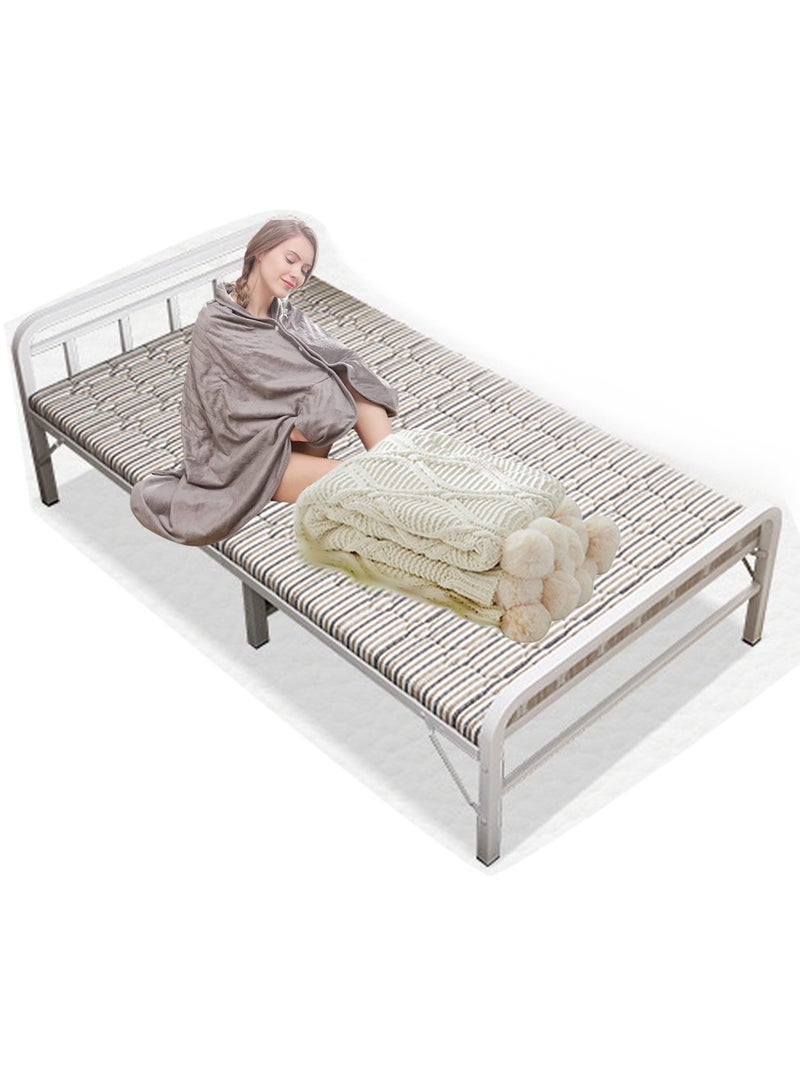 ZUIHAO Folding Bed with Mattress Portable Foldable Bed for Spare Bedroom Office Outdoor No Assembly Required Bed 188 * 90 * 45cm White Metal - Image 1