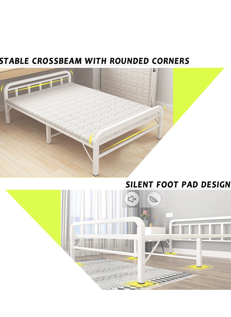 Folding Bed with Mattress Portable Foldable Bed for Spare Bedroom Office Outdoor No Assembly Required Bed 188 * 90 * 45cm White Metal - pzsku/Z781FCD0410FB39FFB0A8Z/45/_/1715588804/18e9a554-1ee0-4037-9ea2-fb371f318345