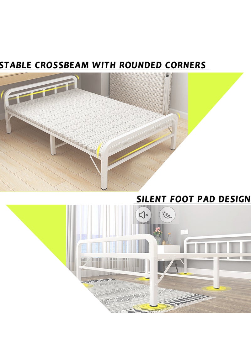 ZUIHAO Folding Bed with Mattress Portable Foldable Bed for Spare Bedroom Office Outdoor No Assembly Required Bed 188 * 90 * 45cm White Metal - Image 5