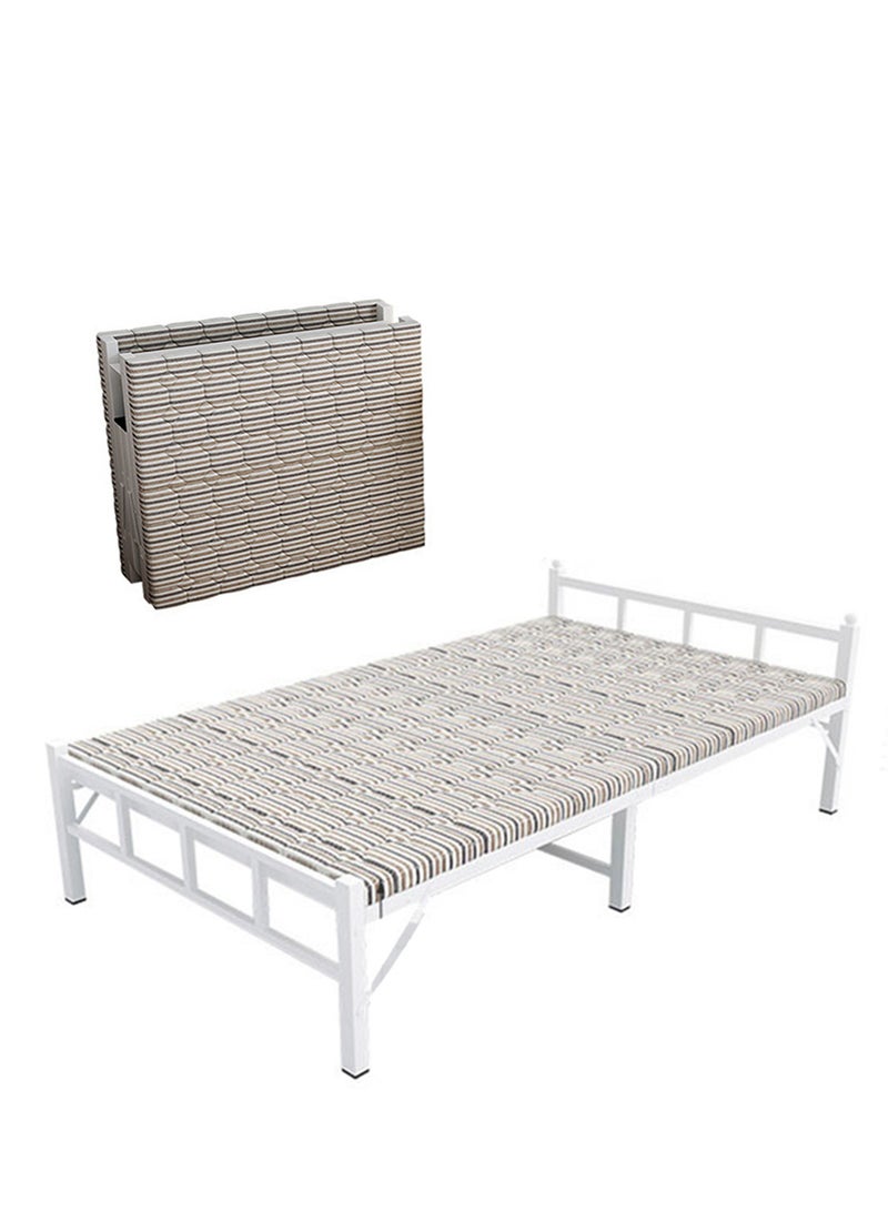 ZUIHAO Folding Bed with Mattress Portable Foldable Bed for Spare Bedroom Office Outdoor No Assembly Required Bed 188 * 90 * 45cm White Metal - Image 2