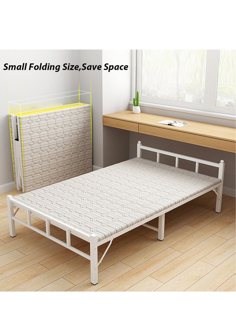 ZUIHAO Folding Bed with Mattress Portable Foldable Bed for Spare Bedroom Office Outdoor No Assembly Required Bed 188 * 90 * 45cm White Metal - Image 4