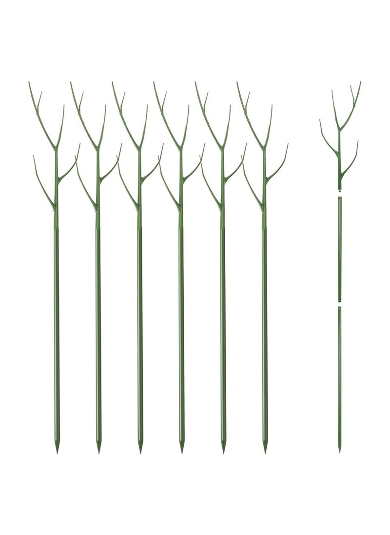 SYOSI Plant Support Stakes, 40 Inch Adjustable Twig Trellis for Potted Plants Flower Supports Indoor Outdoor Plants, Green, 6 Pieces