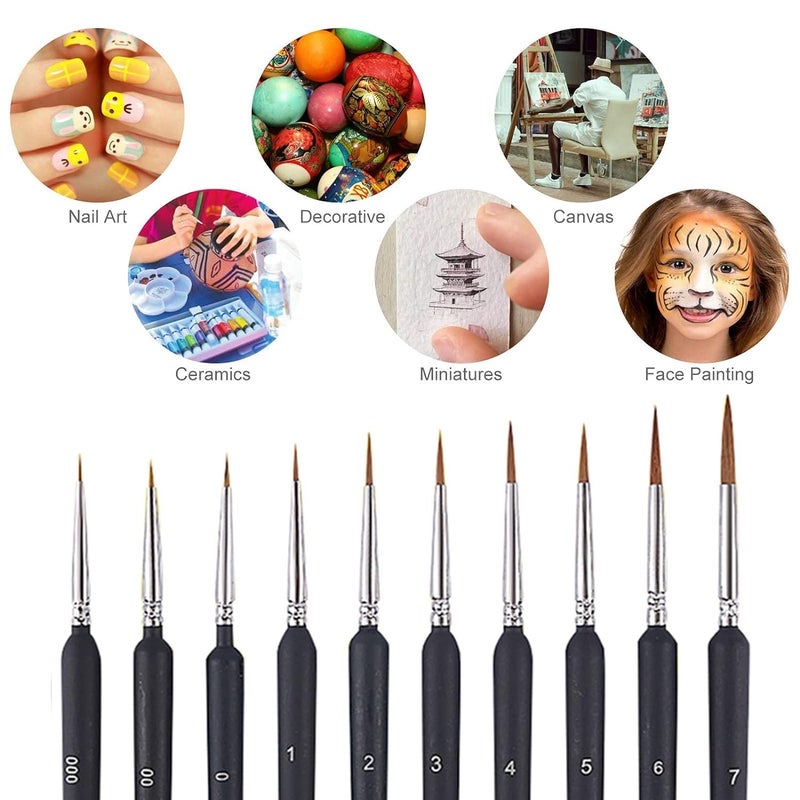 Prescent Detail and Liner 6 pc Paint Brush Set for Miniature Painting & Detailing Art for Kids, Artists, Beginners - Image 2