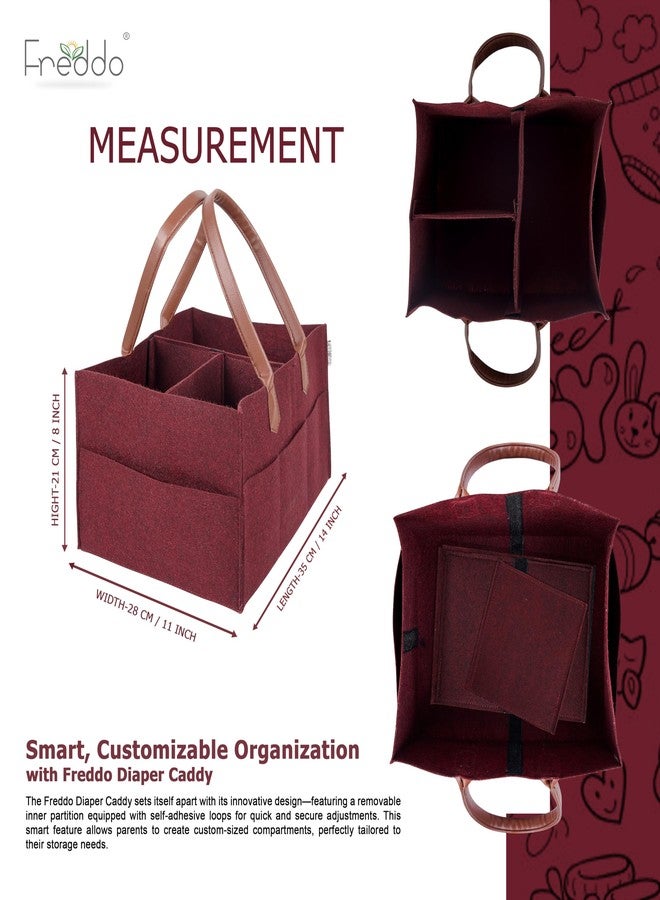 FREDDO Baby Diaper Caddy Organizer for Car Travelling and Nursery Storage Bin Felt Regular Size -MAROON Color, Pack of 1 Piece - Image 2