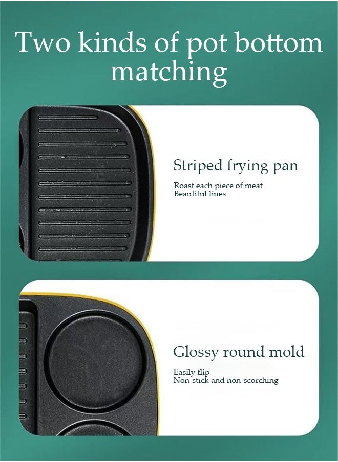 DUNISO 3 In 1 Breakfast Maker, Electric Frying Pan, 3 Stage Electric Breakfast Griddle, Multi Compartment Non-Stick Frying Pan With Cool Touch Handle, Omelette, Hamburger, Bacon, Small Frying Pan Breakfast Maker, Non-Stick Pan, Suitable For Home Use  - Image 4