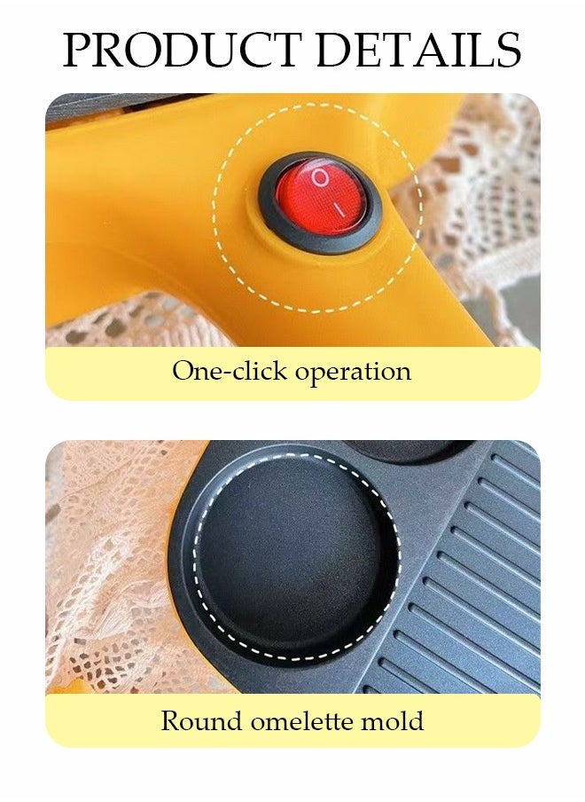 DUNISO 3 In 1 Breakfast Maker, Electric Frying Pan, 3 Stage Electric Breakfast Griddle, Multi Compartment Non-Stick Frying Pan With Cool Touch Handle, Omelette, Hamburger, Bacon, Small Frying Pan Breakfast Maker, Non-Stick Pan, Suitable For Home Use  - Image 5