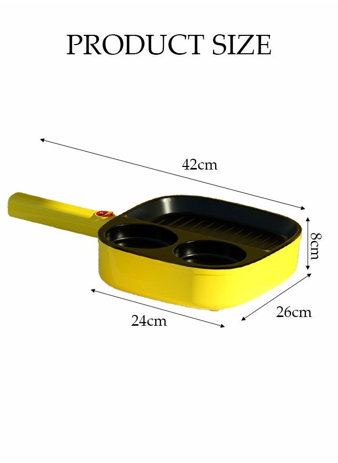 DUNISO 3 In 1 Breakfast Maker, Electric Frying Pan, 3 Stage Electric Breakfast Griddle, Multi Compartment Non-Stick Frying Pan With Cool Touch Handle, Omelette, Hamburger, Bacon, Small Frying Pan Breakfast Maker, Non-Stick Pan, Suitable For Home Use  - Image 2