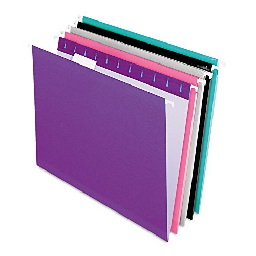 Pendaflex Reinforced Hanging File Folders Letter Size 15 Cut Assorted JewelTone Colors 25BX 4152 15 ASST2