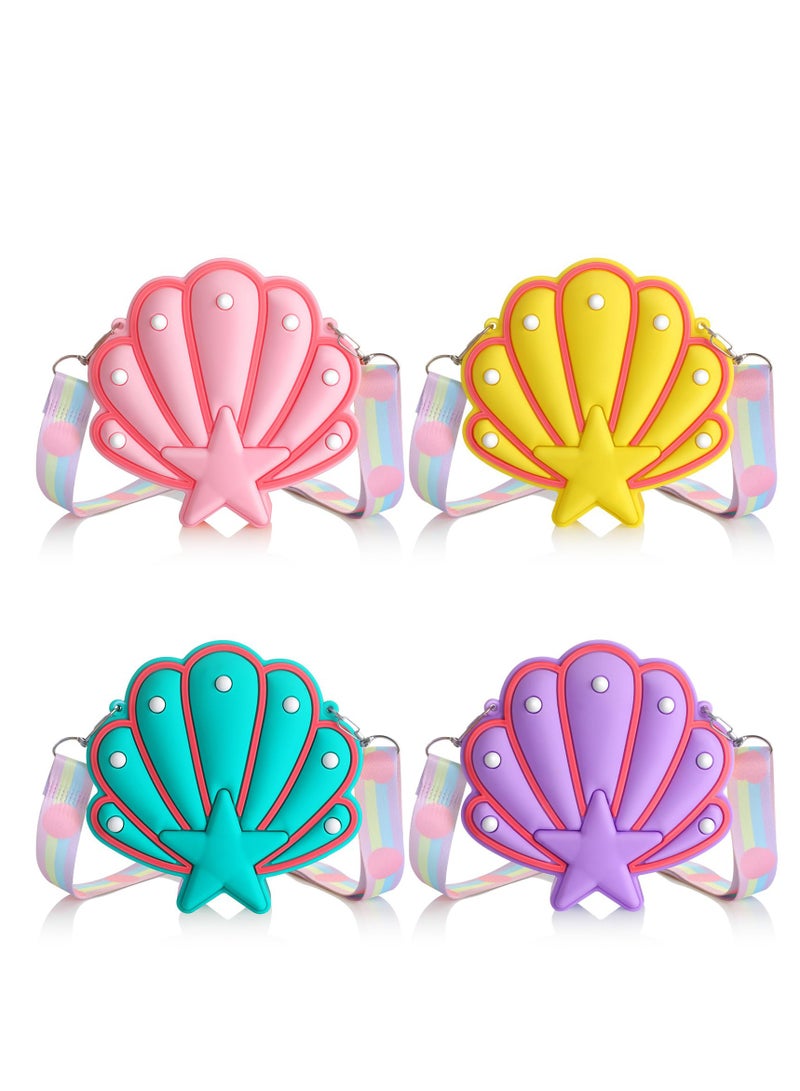 KASTWAVE Wallet Seashell Shape Bag, 4 Pcs Shell Purse Seashell Shape Crossbody Bag, Kids Seashell Purses Cute Seashell Shape Shoulder Purse Toddler Starfish Clutch for Women Little Girls KidsCrossbody Bag - Image 1