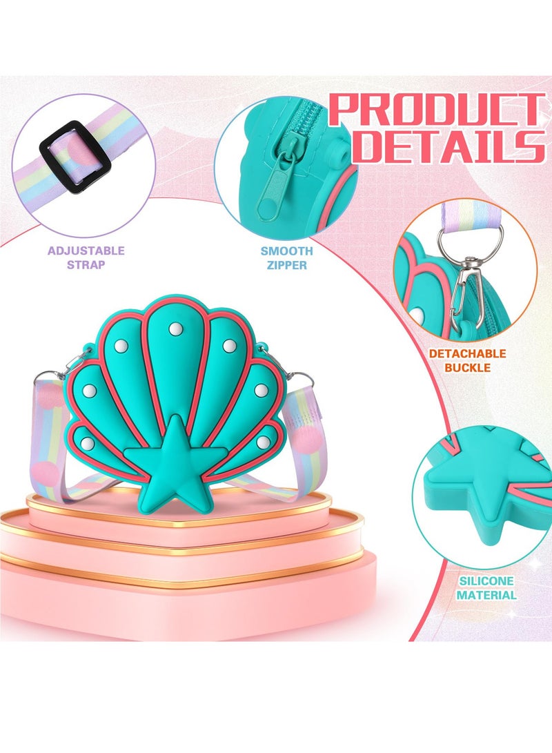 KASTWAVE Wallet Seashell Shape Bag, 4 Pcs Shell Purse Seashell Shape Crossbody Bag, Kids Seashell Purses Cute Seashell Shape Shoulder Purse Toddler Starfish Clutch for Women Little Girls KidsCrossbody Bag - Image 2